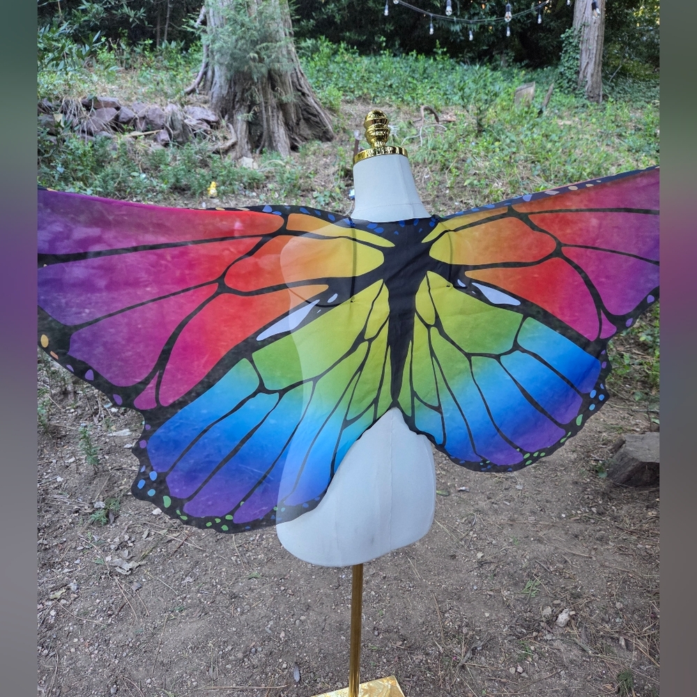 Rainbow Colorful Butterfly Wing Shawl